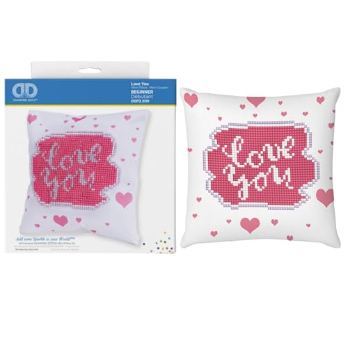 Diamond Dotz DDP2-039 Kissen Love You, ca. 18 x 18 cm groß, Kissenbezug mit Diamantbild zum Selbstgestalten, Malen mit Diamanten, ideal als Homedeco und Geschenk von DIAMOND DOTZ