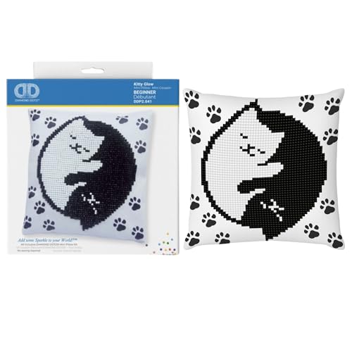 Diamond Dotz DDP2-041 Kissen Kitty Glow, ca. 18 x 18 cm groß, Kissenbezug mit Diamantbild zum Selbstgestalten, Malen mit Diamanten, ideal als Homedeco und Geschenk von DIAMOND DOTZ