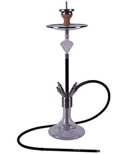 DIAMOND HOOKAH Premium Carbonado Shisha Set, Wasserpfeife Shisha Edelstahl Komplettset mit 4 Anschlüsse/Schläuche. 18/8 Schliff, Klickanschluss und Diamanten Molassefänger (Carbonado 7.0 Handcut) von DIAMOND HOOKAH