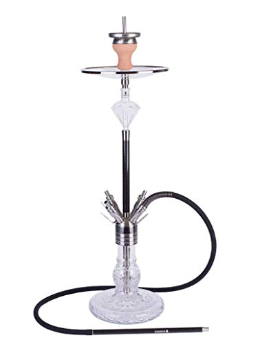 DIAMOND HOOKAH Premium Carbonado Shisha Set, Wasserpfeife Shisha Edelstahl Komplettset mit 4 Anschlüsse/Schläuche. 18/8 Schliff, Klickanschluss und Diamanten Molassefänger (Carbonado 9.0 Handcut) von DIAMOND HOOKAH