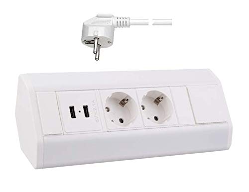 Ecksteckdose 2x Schuko + 2 x USB + Kabel und Stecker Steckdose Tischsteckdose Steckdosenblock Schreibtisch Stromdose Energiestation Ecksteckdose 2x Schuko + 2 x USB + Kabel und Stecker Steckdose Tischsteckdose Steckdosenblock Schreibtisch Stromdose Energiestation von DIANSA
