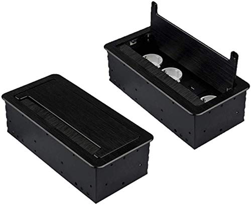 Einbausteckdose mit USB (3er Schuko+ 2x USB/schwarz) Tischsteckdose Stromdose Steckdose Schreibtisch Energiestation von DIANSA