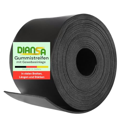 Gummistreifen mit Gewebe in vielen Längen, Breiten und Stärken Hartgummi Vollgummi Gummiauflage Gummiplatte Gummimatte Industriequalität (2000x40x3mm) von DIANSA