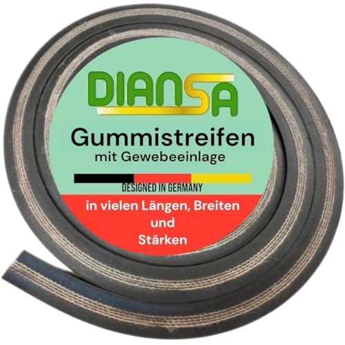 Gummistreifen mit Gewebeeinlage bis 10m Länge in 20mm dick und 5 Verschiedene Breiten Hartgummi Vollgummi Gummiauflage Gummi-Platte-Matte Schürfleiste … (Breite: 80mm (8cm), Länge: 1,2m) von DIANSA