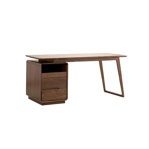 DIANXI Moderner Gaming-Schreibtisch 168x70x75cm Walnuss-Wohnzimmer-Home-Office-Möbel, Massivholz-Schreibtisch mit Schubladen, geeignet for Arbeitszimmer, Schlafzimmer Studienschreibtisch von DIANXI