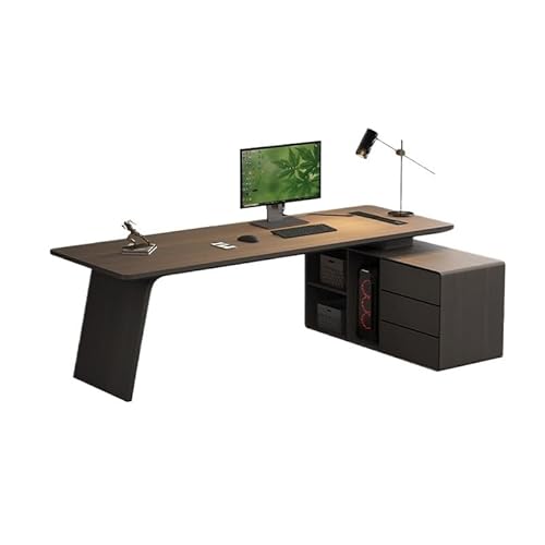 DIANXI Moderner Gaming-Schreibtisch Minimalistische Wohnzimmer-Werkbank aus Massivholz mit Seitenschränken, Computertisch for das Chefbüro, geeignet for Geschäft und Zuhause Studienschreibtisch von DIANXI