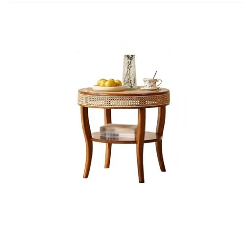 DIANXI Sofa-Couchtisch Holz Retro Sofa Seite Tisch Rattan Freizeit Stuhl Kaffee Balkon Ecke Beistelltisch DIANXI Sofa-Couchtisch Holz Retro Sofa Seite Tisch Rattan Freizeit Stuhl Kaffee Balkon Ecke Beistelltisch von DIANXI
