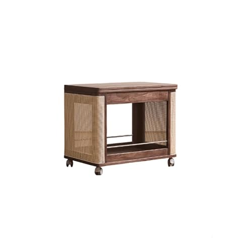 DIANXI Sofa-Couchtisch Massivholz Weinkarren, Rollbarer Walnuss-Rattan Beistelltisch, Klappbarer Wohnzimmer Aufbewahrungstisch Beistelltisch DIANXI Sofa-Couchtisch Massivholz Weinkarren, Rollbarer Walnuss-Rattan Beistelltisch, Klappbarer Wohnzimmer Aufbewahrungstisch Beistelltisch von DIANXI