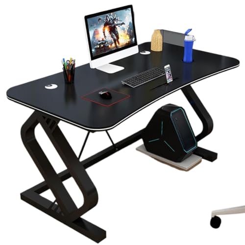 Moderner Gaming-Schreibtisch Multifunktionaler Desktop-Computertisch mit Handy-Wasserbecher-Kartensteckplatz, gebogener, einfacher und modischer Spieltisch Studienschreibtisch ( Color : Black , Size : von DIANXI