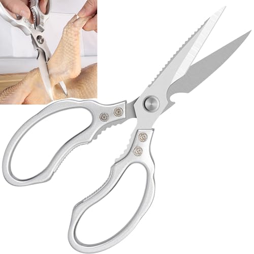 1 Stück Küchenschere,Haushaltsschere,Schere Küche,Küche Schere,Kitchen Scissors,Allzweckschere,Universalschere,aus Edelstahl,für Huhn,Fisch,Fleisch,Geflügel,Kräutersilber,23×9.5cm,Silber von DIAONIAN