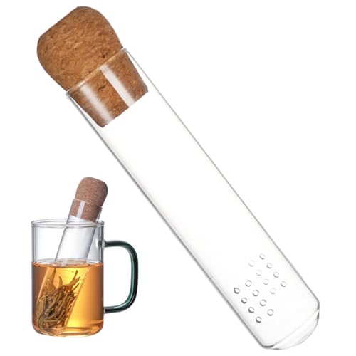 1 Stück Teesieb für Losen Tee,Tea Infuser,Teeei für Losen Tee,Tea Strainer,Tee Sieb,Teesieb Aus Hitzebeständiges Glas,mit Kork,für Teekannen,Tassen,Losen Tee,Gewürze,Höhe 15.5cm,Ø 3cm von DIAONIAN