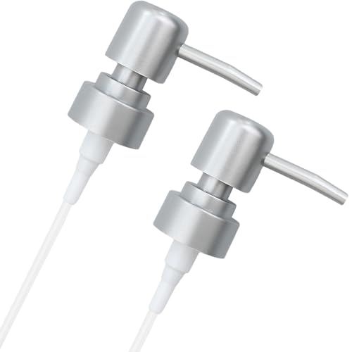 2 Stück Seifenspender Pumpkopf,Seifenspender Pumpe,Seifenspender Aufsatz,Seifenspender Ersatzpumpe,Seifenspender Aufsatz für Flaschen,für 28 mm Gewinde Flasche Seifenspender,ABS(Frostsilber) von DIAONIAN