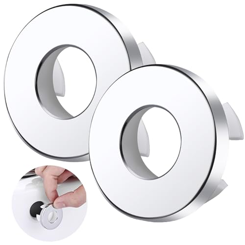 2 Stück Waschbecken Überlauf Abdeckung,Waschbecken Überlauf,Überlauf Waschbecken,Waschbecken Überlauf Ring,für Waschtisch Loch mit Ø 22-24 mm Öffnung,Silber (Kupfer Material) von DIAONIAN