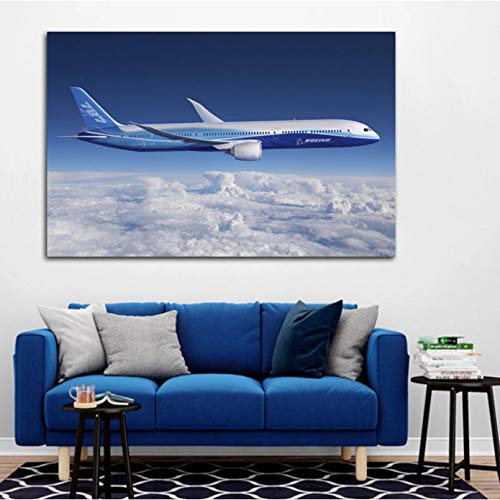 DIARQT Dekorative Gemälde Boeing 787 Dreamline Flugzeuge Himmel Wolken Flugzeuge Wohnzimmer Home Wand Moderne Kunst Dekor Poster Wandkunstmalerei-24x32inch von DIARQT