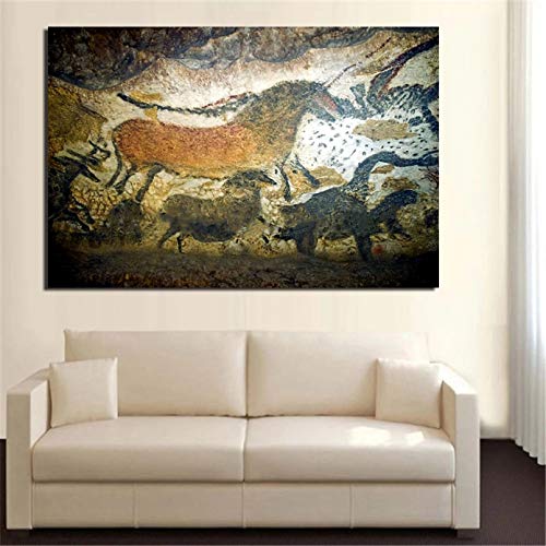 DIARQT Dekorative Gemälde Höhlenmalerei Alte Kunst Leinwand druckt Bild Gemälde für Wohnzimmer Poster an der Wand Home Decor Wandkunstmalerei-24x32inch von DIARQT