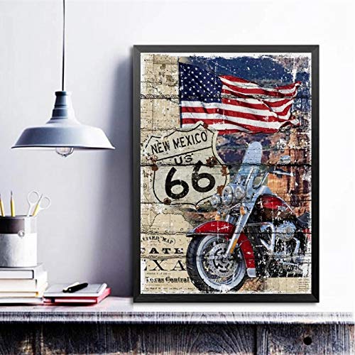 DIARQT Dekorative Gemälde Mexiko Straße Route 66 Vintage Poster Drucke Motorrad Kunst Leinwand Malerei Wandbilder Bauernhaus Wandkunst Dekor Wandkunstmalerei-24x32inch von DIARQT