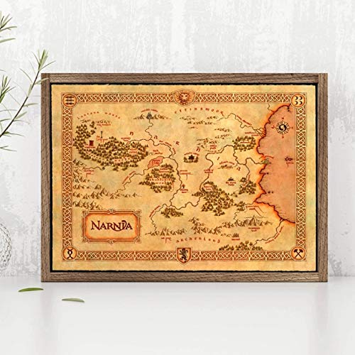 DIARQT Dekorative Gemälde Narnia Map Poster Chroniken von Narnia Prints Vintage Style Fantasy Maps Wandkunst Bild Leinwand Malerei Home Room Wall Decor Wandkunstmalerei-16x24inch von DIARQT