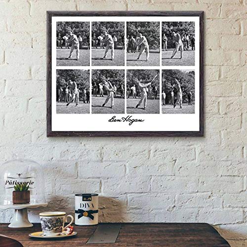 DIARQT Dekorative Gemälde Schwarz-Weiß-Golfer-Geschenkdruck Ben Hogan Vintage-Fotoplakat für Badezimmer-Dekor-Meister-Meister Seltene Schaukelsequenz-Wandkunst Wandkunstmalerei-24x32inch von DIARQT