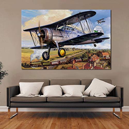 DIARQT Dekorative Gemälde alte Doppeldecker Flugzeug Flugzeug Flugzeuge Militär Home Wand Moderne Kunst Dekor Leinwand Malerei Poster Poster und Drucke Wandkunst Leinwand Wandbilder-16x24inch von DIARQT