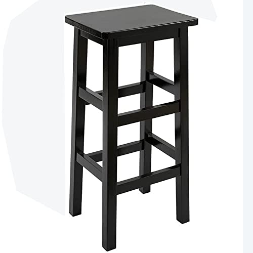 DIBAKO Barhocker Barstuhl Holz Küchenhocker Sitzhöhe 60 cm 70cm Barstühle Mit Lehne Bistrohocker Quadrat Tresenhocker Für Zuhause Frühstücksbar (Color : Black, Size : 60cm/24in) von DIBAKO