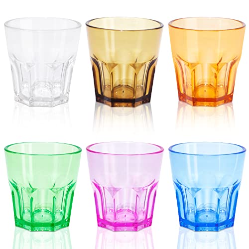 6 Stück Kunststoffbecher Bunt, Kinderbecher Plastik, 5.63 OZ Hochwertige Kunststoff Trinkgläser Set, Wiederverwendbar und Spülmaschinenfest Trinkbecher für Daheim Party Büro Camping, 160 ml Farbe von DIBALIYI