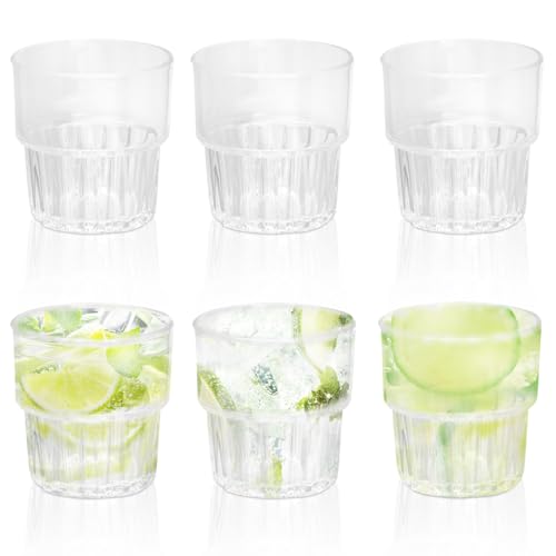 DIBALIYI 6 PCS Acrylic Kinderbecher, 6.76 OZ Kinder Becher Plastik, 200ML Transparent Trinkgläser Kunststoff,Trinkbecher Wiederverwendbare,Kindergläser für Büro Camping von DIBALIYI