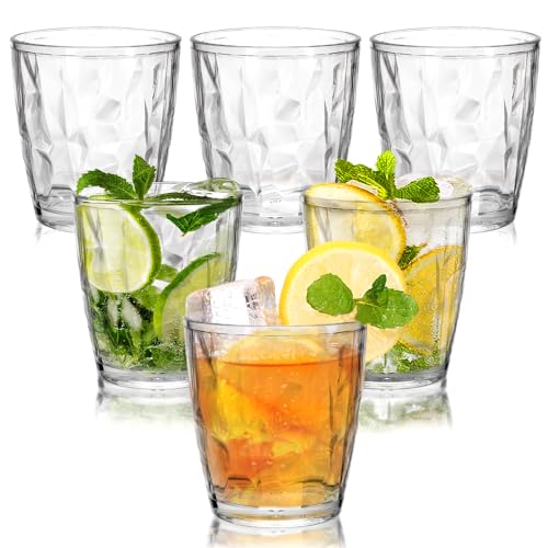 DIBALIYI 6PCS Klare Plastik Wassergläser, 310ml Mehrweg Premium-Acryl Trinkgläser Set, Unzerbrechlich Kristallgläser für Kinder und Erwachsene, 10.5 OZ Stapelbar Saftgläser für Home Campen von DIBALIYI