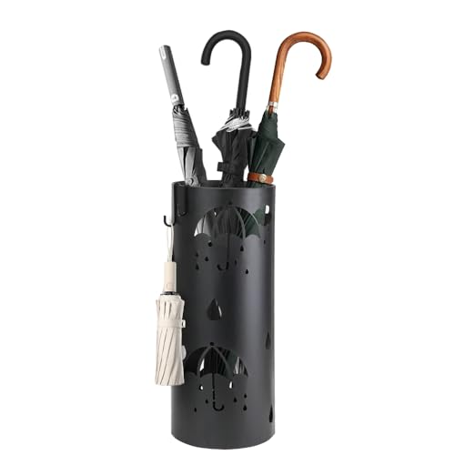 DIBALIYI Schirmständer aus Metall, Runder Regenschirmständer, Schwarz Umbrella Stand mit 2 Haken, Abnehmbarer Schirmständer Regenschirm für Heimbüro und Innenbereich 17 x 7 Inch DIBALIYI Schirmständer aus Metall, Runder Regenschirmständer, Schwarz Umbrella Stand mit 2 Haken, Abnehmbarer Schirmständer Regenschirm für Heimbüro und Innenbereich 17 x 7 Inch von DIBALIYI