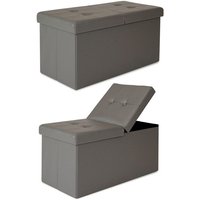 Faltbarer Sitzhocker / Aufbewahrungsbox mit Klappdeckel, Sitzbank aus Kunstleder, 76 x 38 x 38 cm, grau - grau - Dibea von DIBEA
