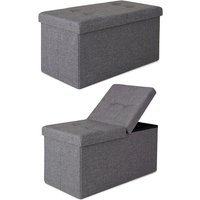 Faltbarer Sitzhocker / Aufbewahrungsbox mit Klappdeckel, Sitzbank aus Leinen, 76 x 38 x 38 cm, grau - Dibea von DIBEA