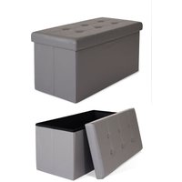 Faltbarer Sitzhocker / Aufbewahrungsbox, Sitzbank aus Kunstleder, 76 x 38 x 38 cm, grau - grau - Dibea von DIBEA