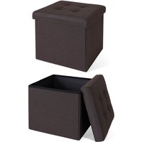 Faltbarer Sitzhocker / Aufbewahrungsbox, Sitzbank aus Leinen, 38 x 38 x 38 cm, braun - braun - Dibea von DIBEA
