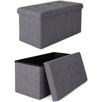 Faltbarer Sitzhocker / Aufbewahrungsbox, Sitzbank aus Leinen, 76 x 38 x 38 cm, grau - Dibea von DIBEA