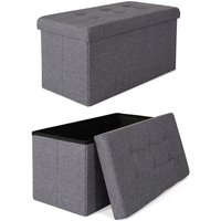 Faltbarer Sitzhocker / Aufbewahrungsbox, Sitzbank aus Leinen, 76 x 38 x 38 cm, grau - grau - Dibea von DIBEA