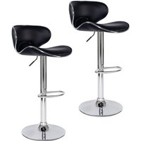 Dibea - 2er Set Barhocker (Modell 6) mit stufenloser Höhenverstellung, schwarz von DIBEA