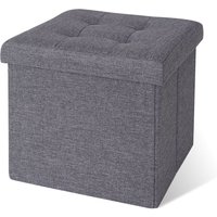 Faltbarer Sitzhocker / Aufbewahrungsbox, Sitzbank aus Leinen, 38 x 38 x 38 cm, grau - grau - Dibea von DIBEA