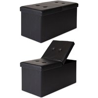 dibea faltbarer Sitzhocker / Aufbewahrungsbox mit Klappdeckel, Sitzbank aus Kunstleder, 76 x 38 x 38 cm, schwarz - schwarz von DIBEA