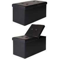 dibea faltbarer Sitzhocker / Aufbewahrungsbox mit Klappdeckel, Sitzbank aus Kunstleder, 76 x 38 x 38 cm, schwarz von DIBEA