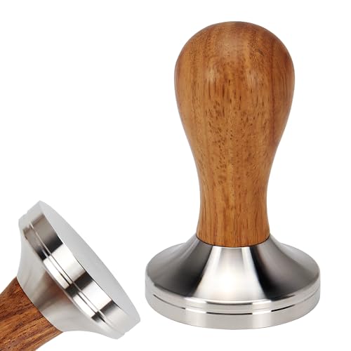 DIBTSA 51mm Kaffee Tamper, Edelstahl Barista Kaffeestampfer, Espresso Stempel mit Echtholzgriff, Coffee Tamper von DIBTSA