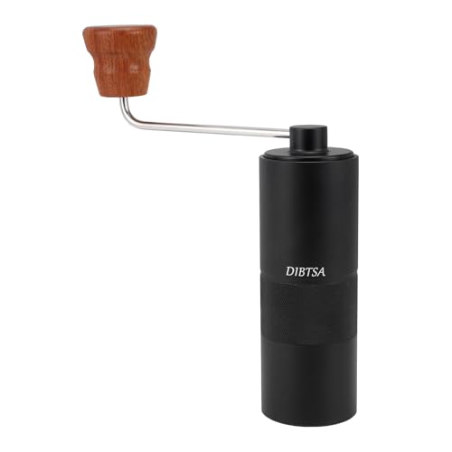 DIBTSA Manuelle Kaffeemühle, Kapazität 25 g, konischem CNC-Edelstahl-Frässtift, interne verstellbare Einstellung, tragbare Mühle schnellere Mahleffizienz, Espresso bis grob, Zuhause, Camping (schwarz) von DIBTSA