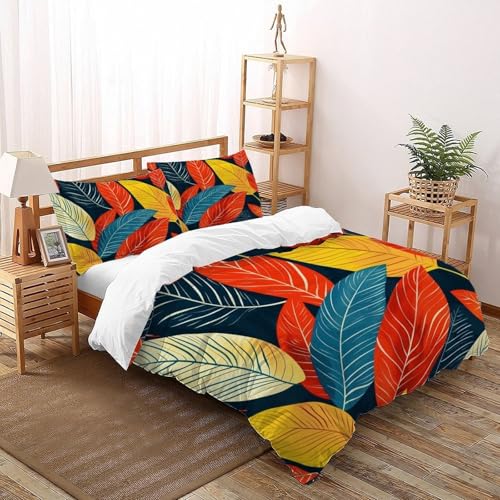 DICENOT Bunte Blumen Bettwäsche-Sets Kunst Bettbezug 3teilig Microfaser Weiche Für Mädchen Jungen Und Kissenbezug Double（200x200cm） von DICENOT