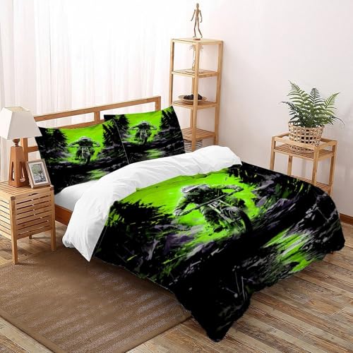 DICENOT Offroad-Motorrad Bettwäsche Set Kunst Bettdeckenbezug 3teilig Microfaser Weiche Jugendliche Und Kissenbezug Super King（260x220cm） von DICENOT