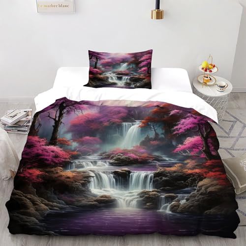 DICENOT Regenwald Geheimreich Bettwäsche Set Kunst Bettdeckenbezug 2teilig Microfaser Weiche Für Mädchen Jungen Und 2 Kissenbezüge Single（135x200cm） von DICENOT