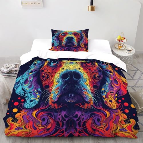 Goldene Haare Bettwäsche-Sets Kunst Tiere Bettdeckenbezug 2teilig Microfaser Weiche Für Doppelbett Und 1 Kissenbezug Single（135x200cm） von DICENOT