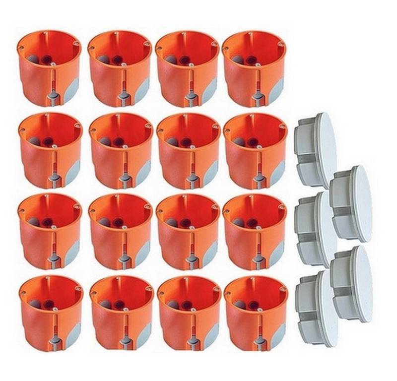 DICHTEL Steckdosenblende Hohlwanddose winddicht tief Ø68x61mm Gerätedose luftdicht HWD, (21 tlg), Hohlwanddose WINDDICHT Ø68x61mm tief mit Schrauben von DICHTEL