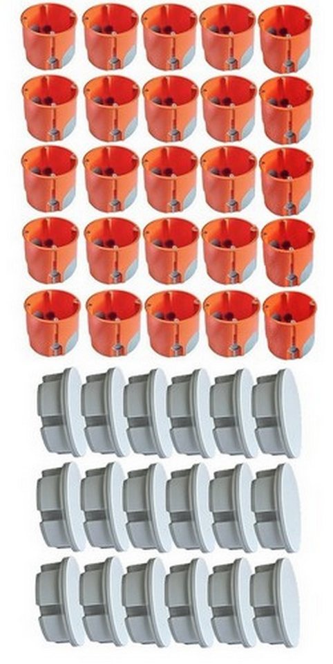 DICHTEL Steckdosenblende Hohlwanddose winddicht tief Ø68x61mm Gerätedose luftdicht HWD, (43 tlg), Hohlwanddose WINDDICHT Ø68x61mm tief mit Schrauben von DICHTEL
