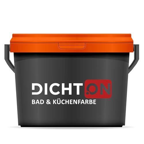 DICHTON Bad & Küchenfarbe 10l weiß mattglanz - Wandfarbe, Feuchtraumfarbe abwaschbar - Innenfarbe für Bad, Küche, Keller, Garage - hochdeckend, schimmelwidrig, desinfektionsmittelbeständig D.42W von DICHTON