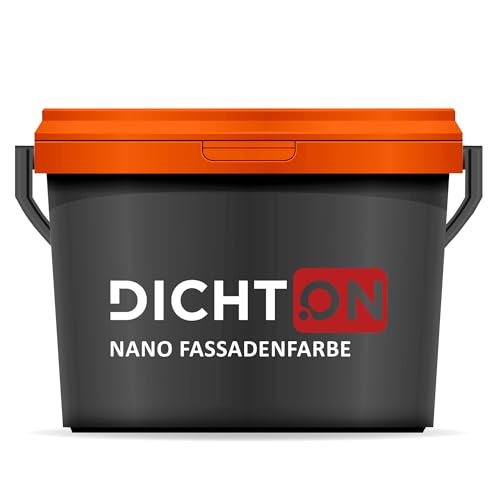 DICHTON Nano Fassadenfarbe 10L Weiss matt - Silikonharz Fassadenschutz Wandfarbe mit Abperleffekt, wasserabweisend, hochdeckend, diffusionsoffen - Beton, Putz, Stein, Klinker - D.67W von DICHTON