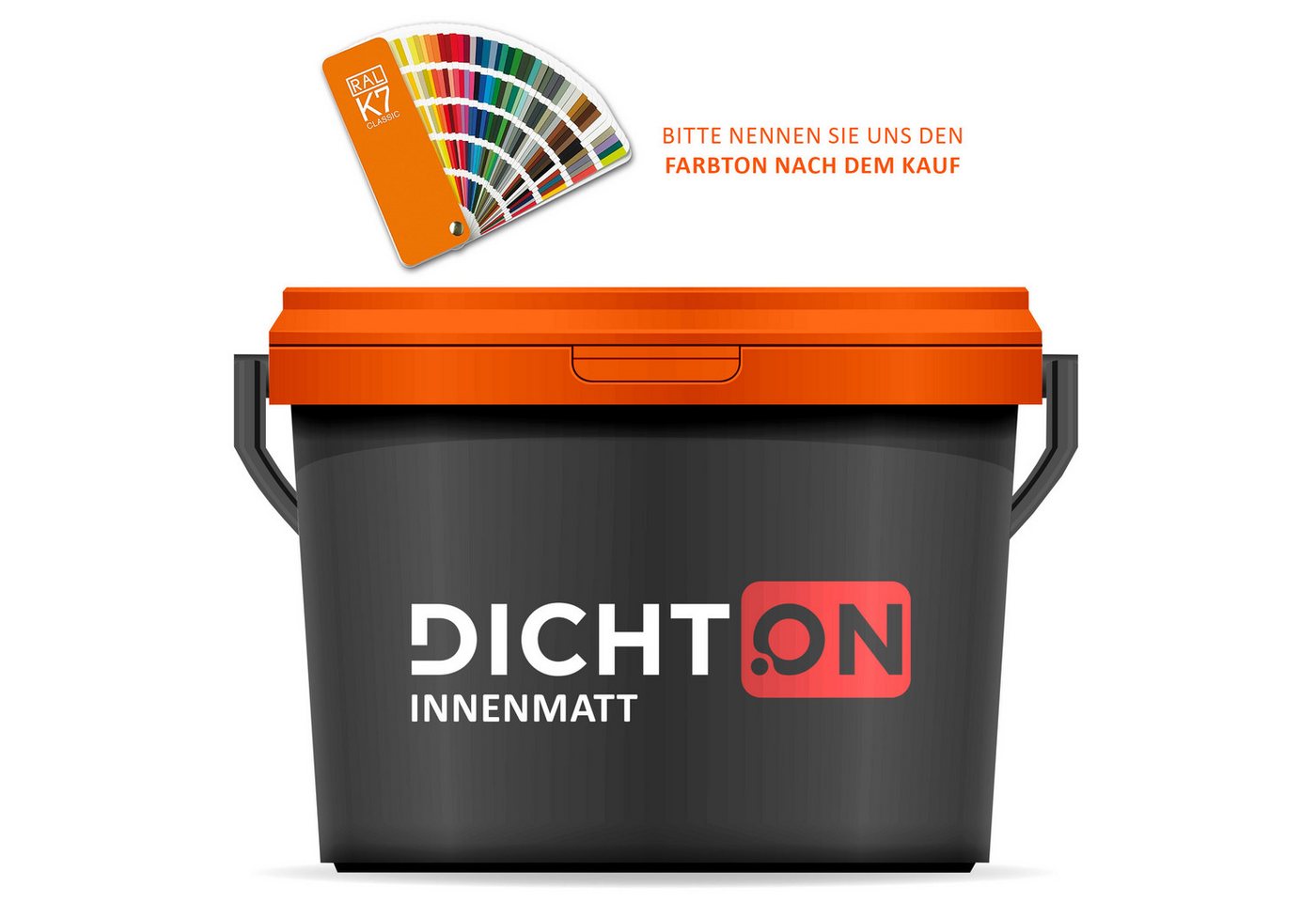 DICHTON Wandfarbe D.70W, Innenwandfarbe matt weiß oder farbig, Deckenfarbe Innendispersion von DICHTON