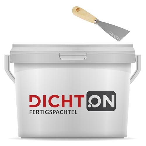 Fertigspachtel 15kg weiß mit Spachtel - Feinspachtel 2in1 Flächenspachtel, Füllspachtel für Putz, Gips, Beton, Holz - Spachtelmasse superglatt, wasserfest, rissfrei © DICHTON D.50W von DICHTON